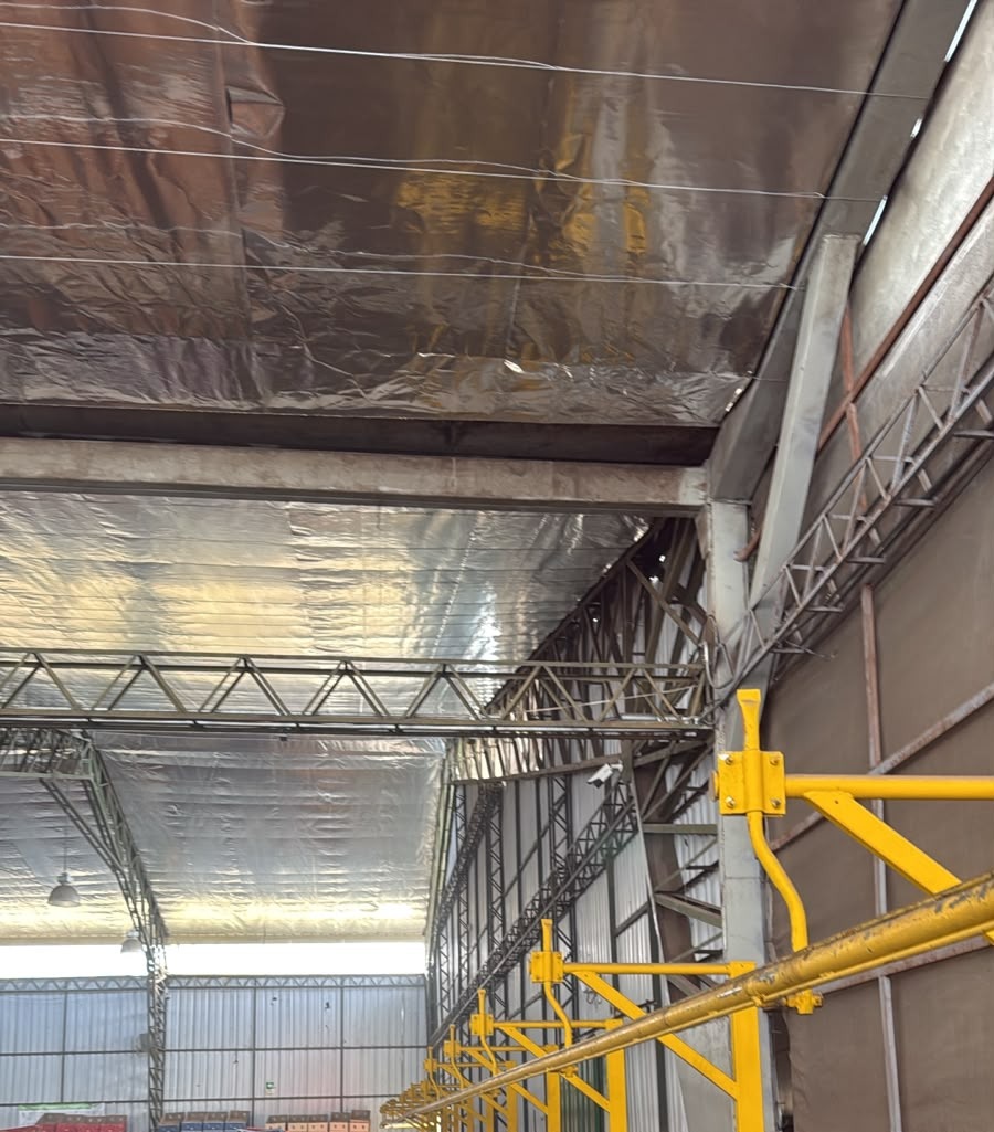 Vista general de la nave de flores con aislamiento reflectivo de aluminio SOTECU instalado